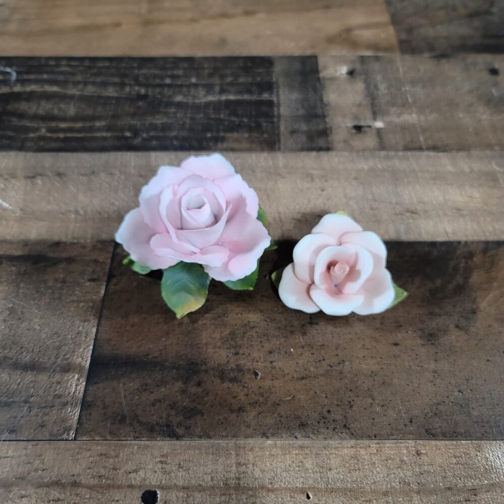 Vintage Pink and White Bisque Porcelain Roses Approx. 3" wide and 2"-3" Tall
